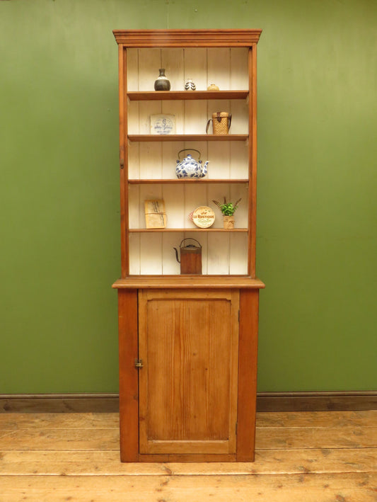 Narrow Pine Cabinet with Painted Interior