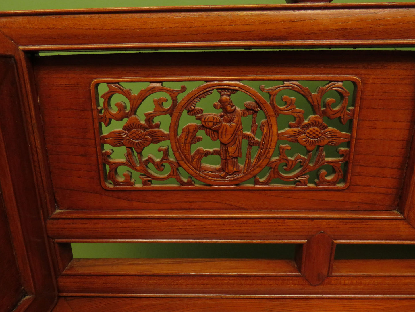 Chinese Elm Table with Ornate Carvings