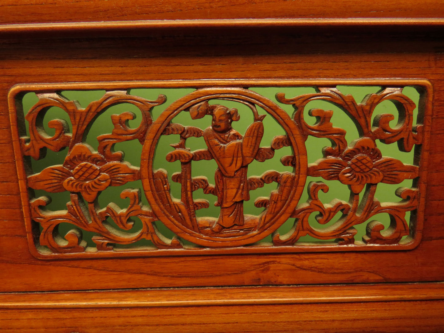 Chinese Elm Table with Ornate Carvings