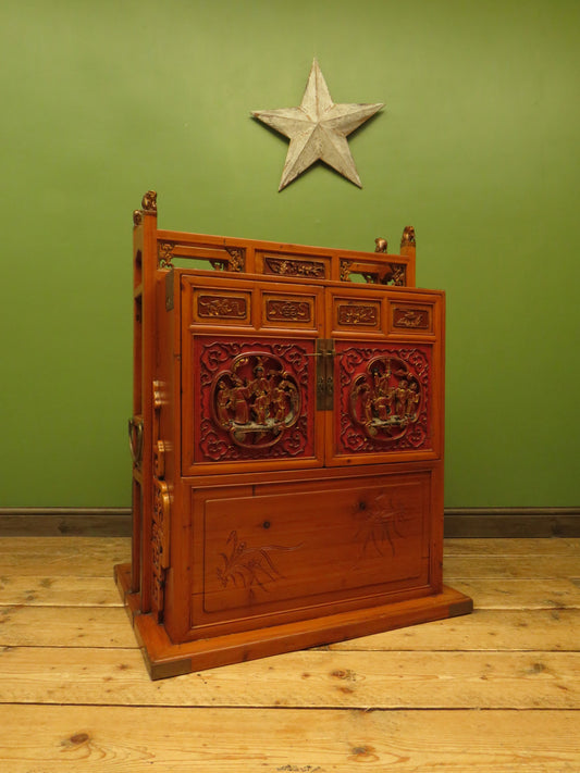 Chinese Wedding Dowry Cabinet with Ornate Carvings