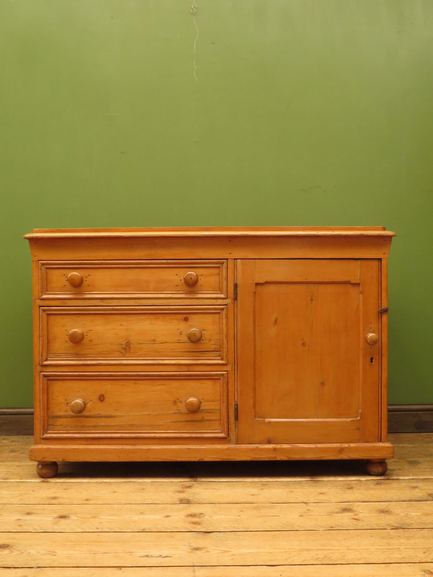 Victorian Pine Housekeepers Sideboard with Cupboard and Drawers