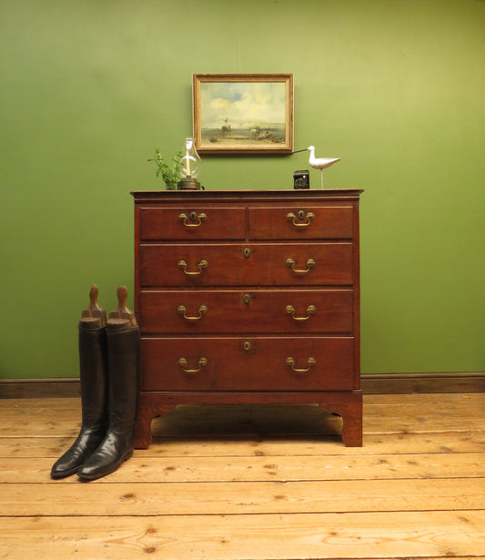 18th Century Cottage Oak Chest of Drawers in two parts