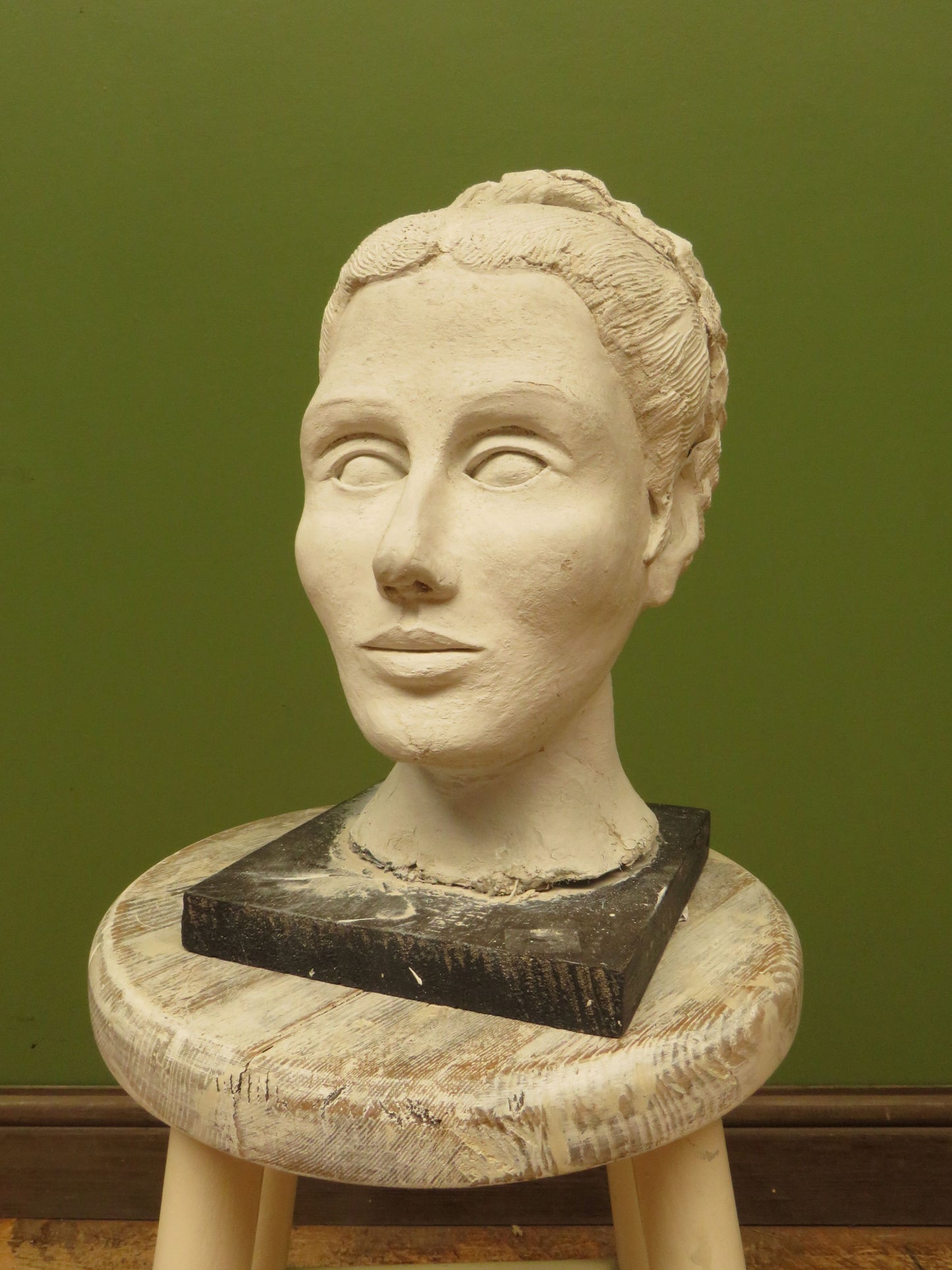 Vintage Cast Plaster Bust Statue of a Ladies Head