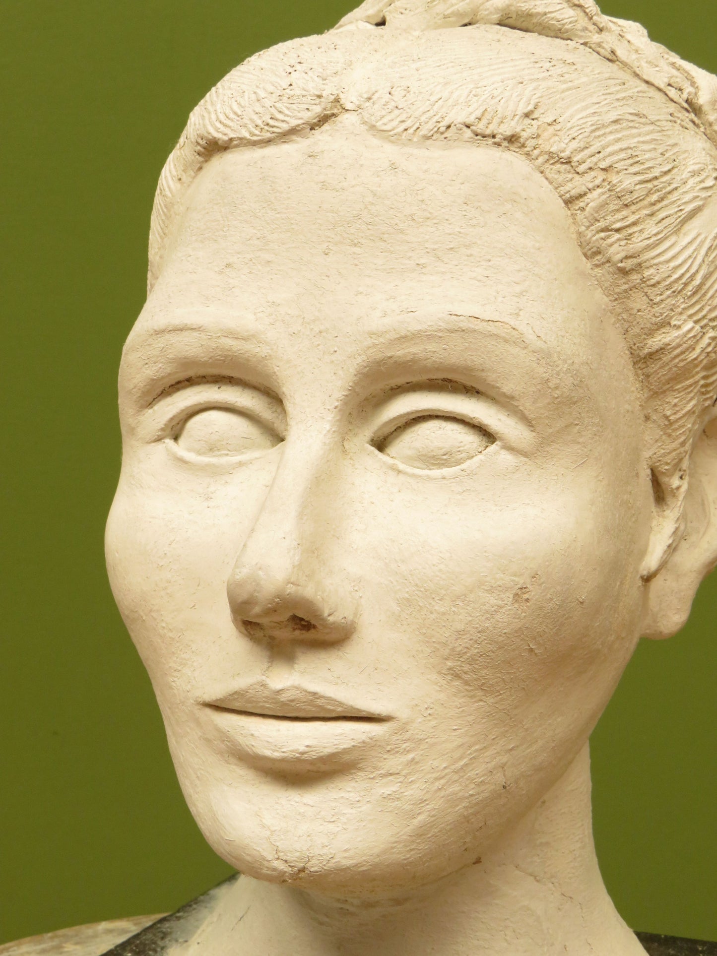 Vintage Cast Plaster Bust Statue of a Ladies Head