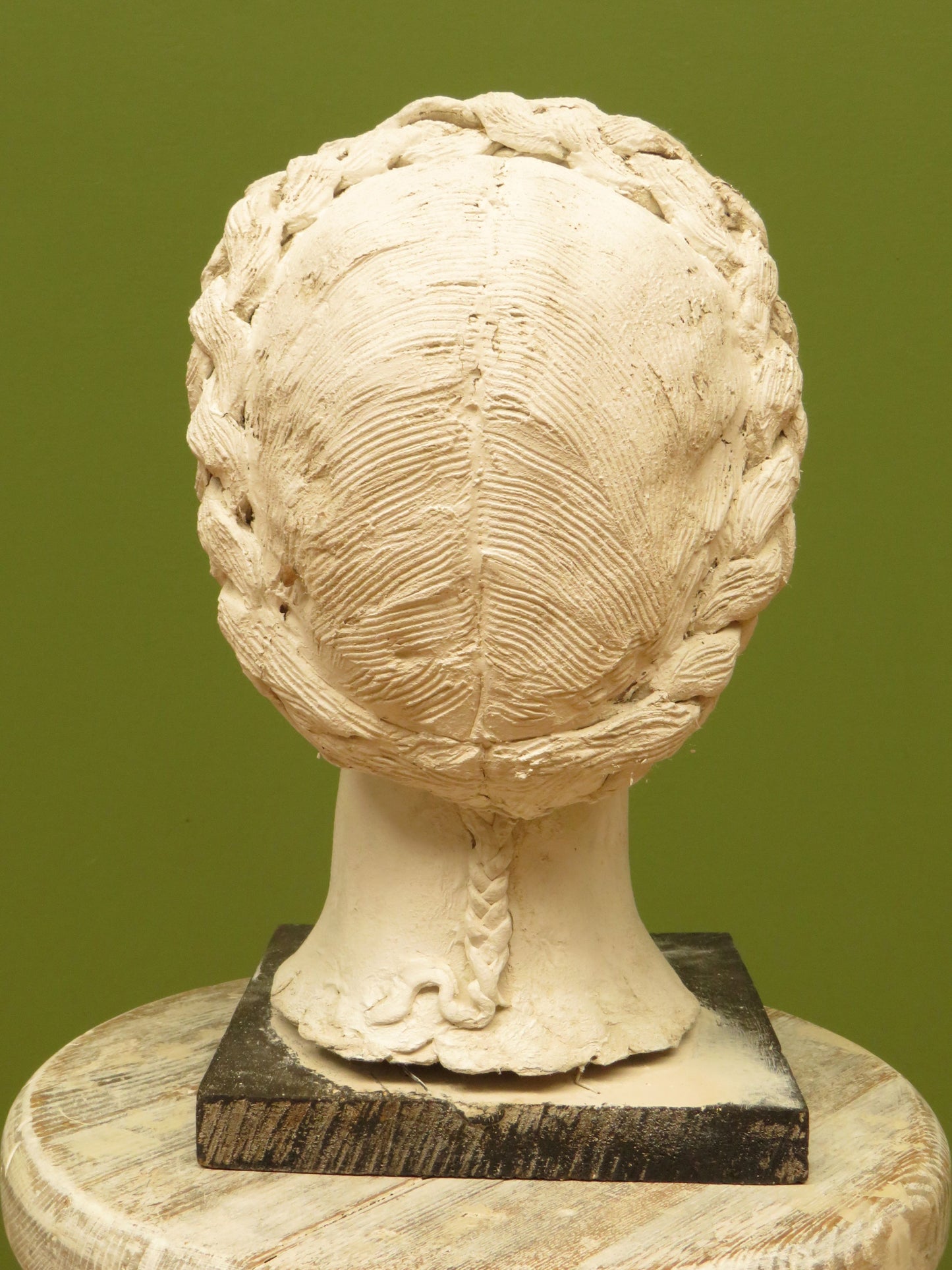 Vintage Cast Plaster Bust Statue of a Ladies Head