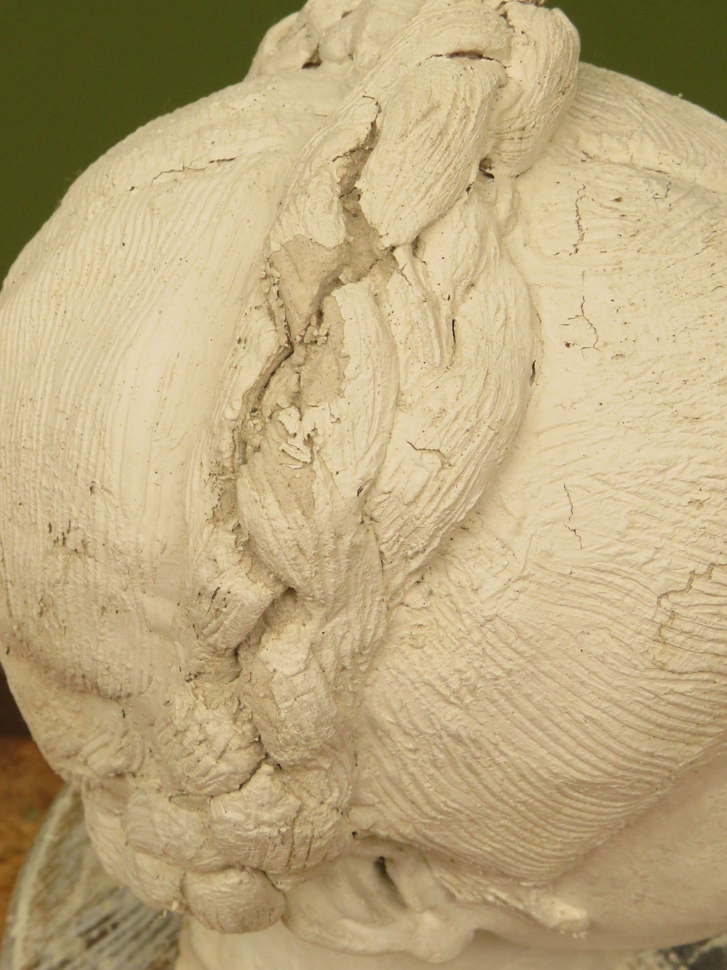 Vintage Cast Plaster Bust Statue of a Ladies Head