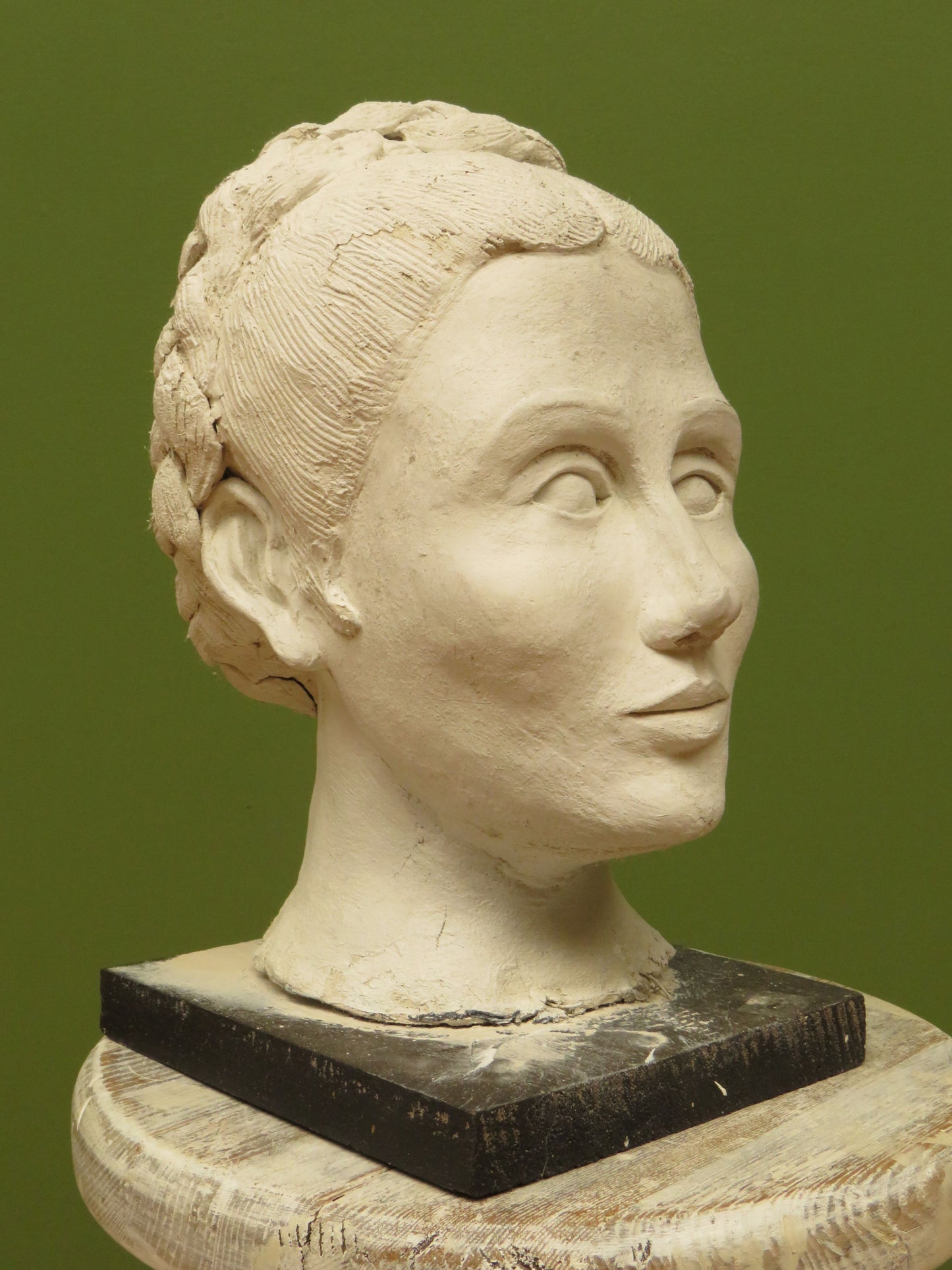 Vintage Cast Plaster Bust Statue of a Ladies Head
