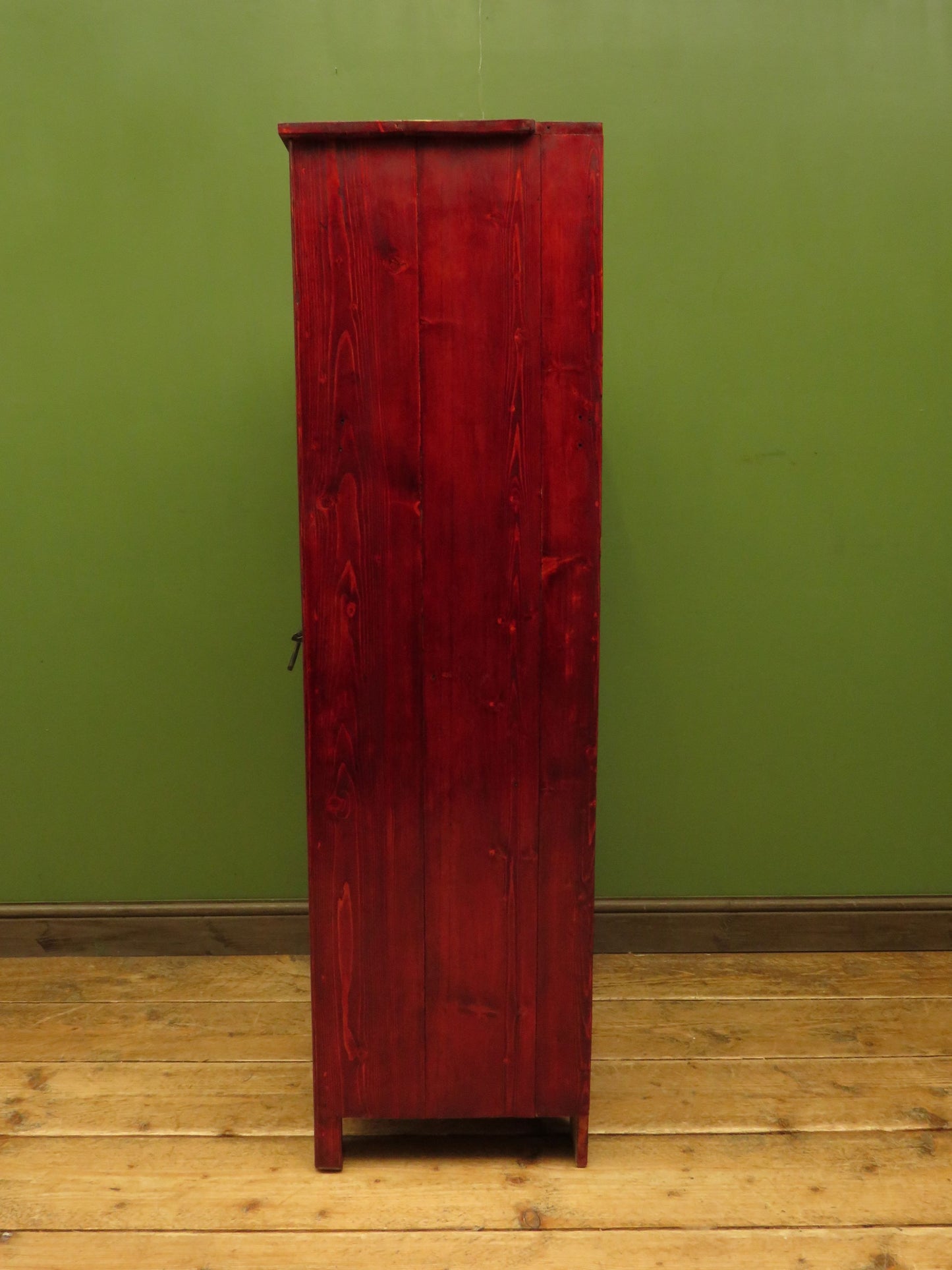 Narrow Red Locker Style Cupboard with Shelves