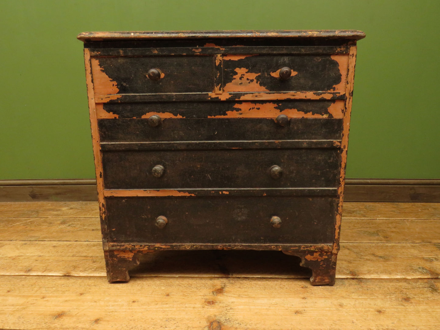 Rare Georgian Flour Hutch Lift Top Chest in Original Old Painted Finish