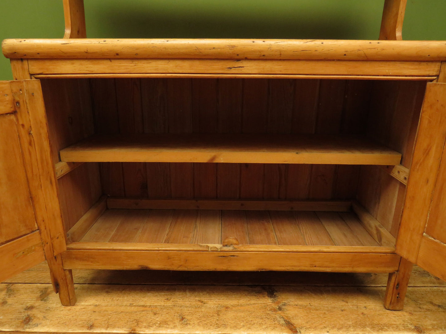 Victorian Pine Kitchen Dresser with Open Plate Rack