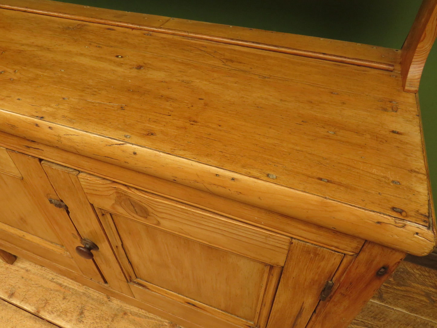 Victorian Pine Kitchen Dresser with Open Plate Rack