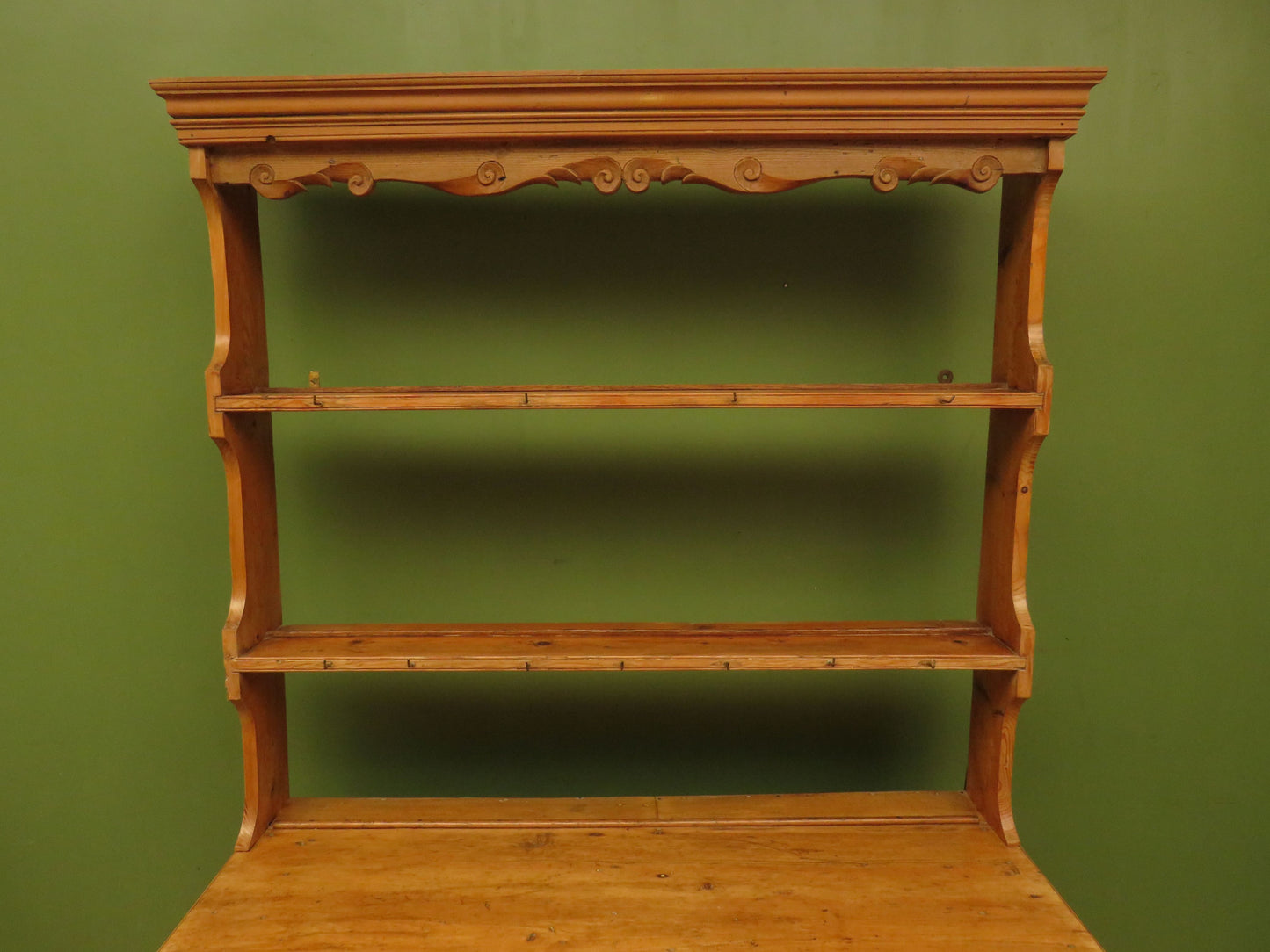 Victorian Pine Kitchen Dresser with Open Plate Rack