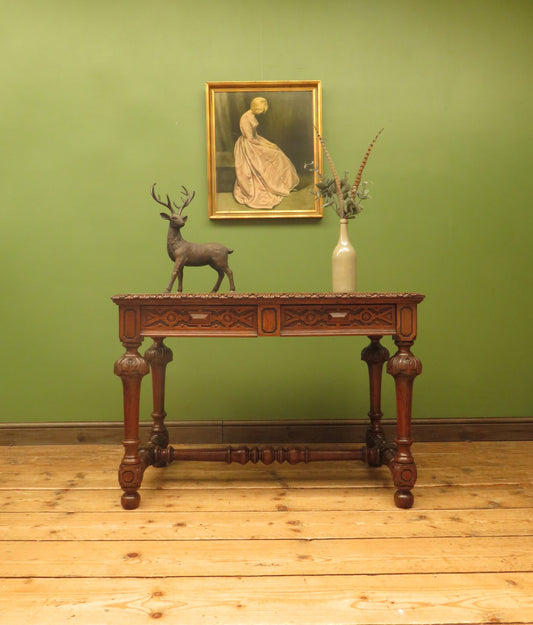 Restored French Polished Oak Writing Table