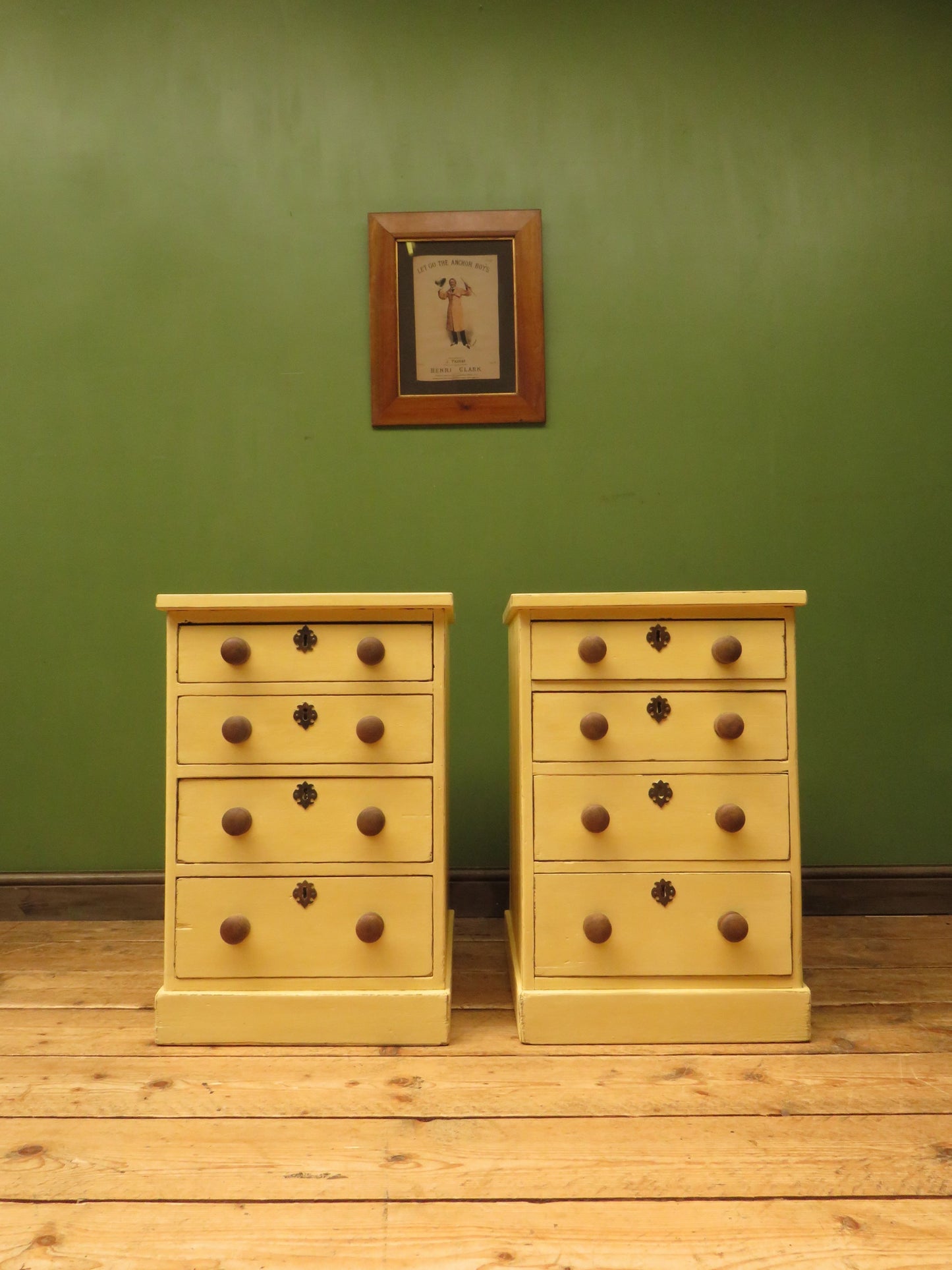 Pair of Antique Yellow Chest of Drawers, Bedside or Office Chests