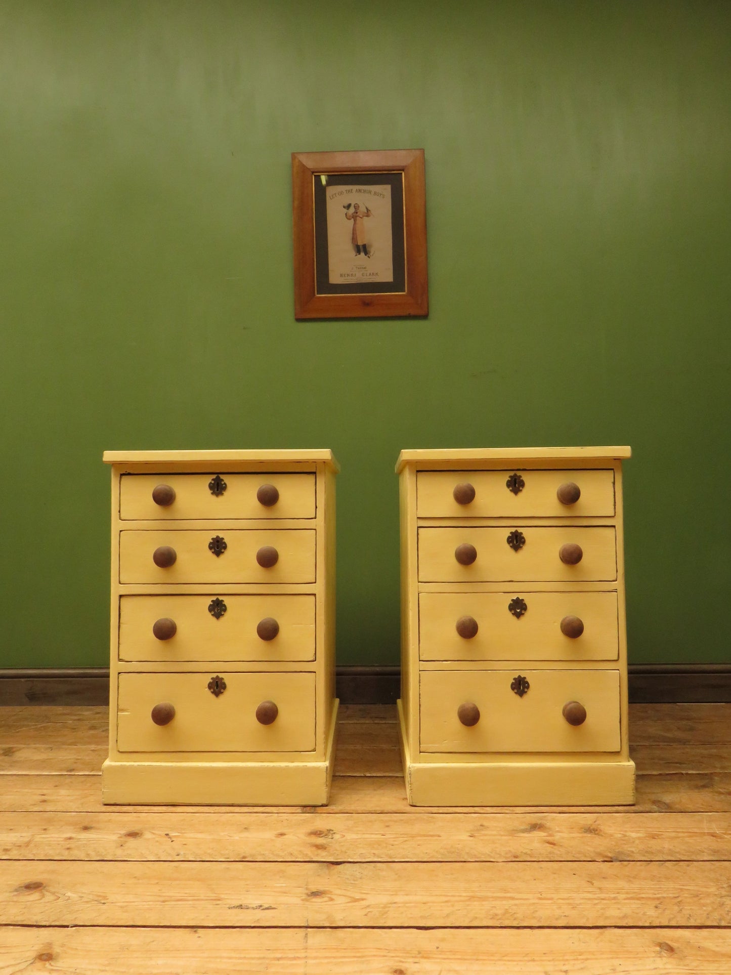 Pair of Antique Yellow Chest of Drawers, Bedside or Office Chests