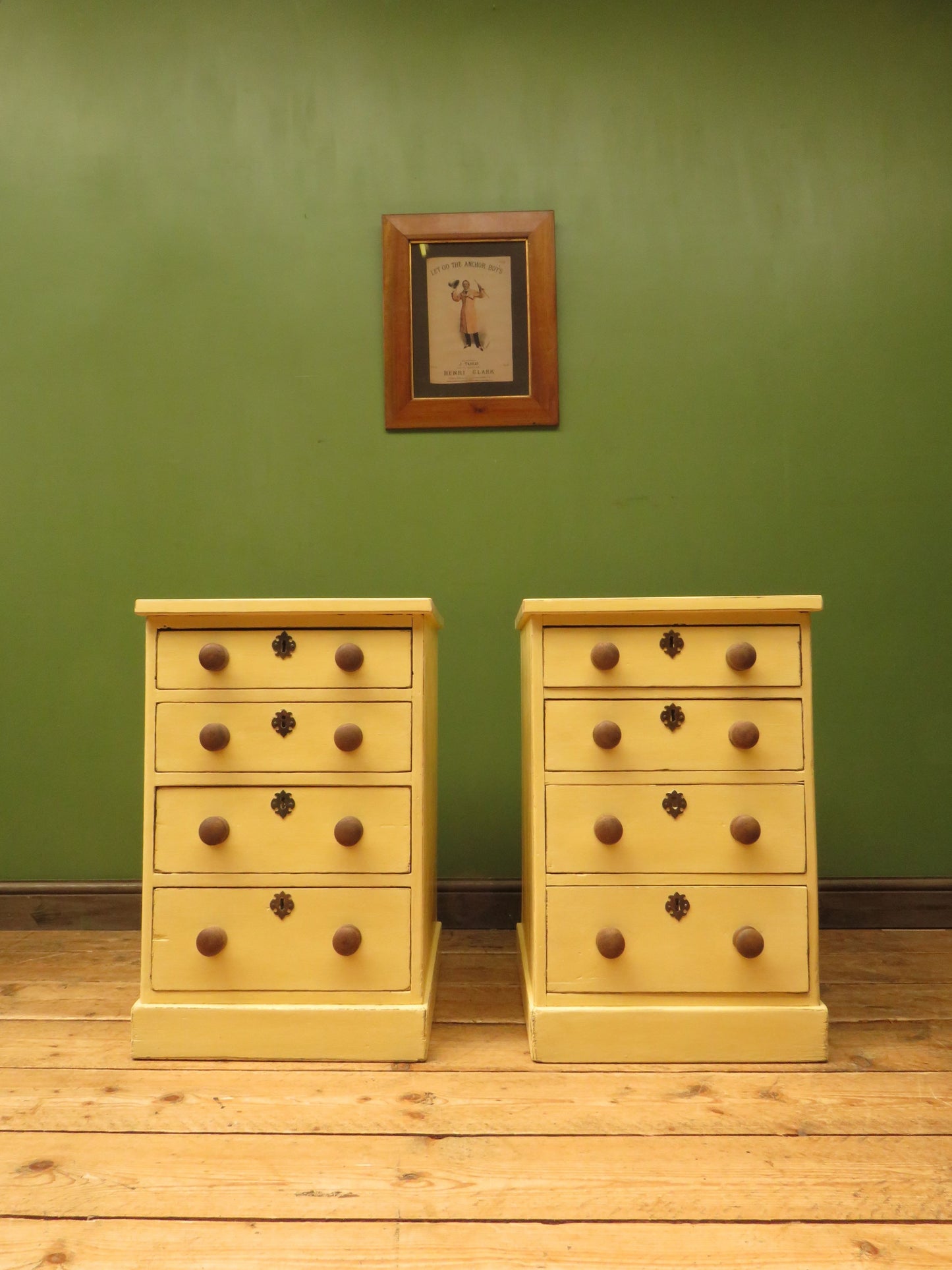 Pair of Antique Yellow Chest of Drawers, Bedside or Office Chests