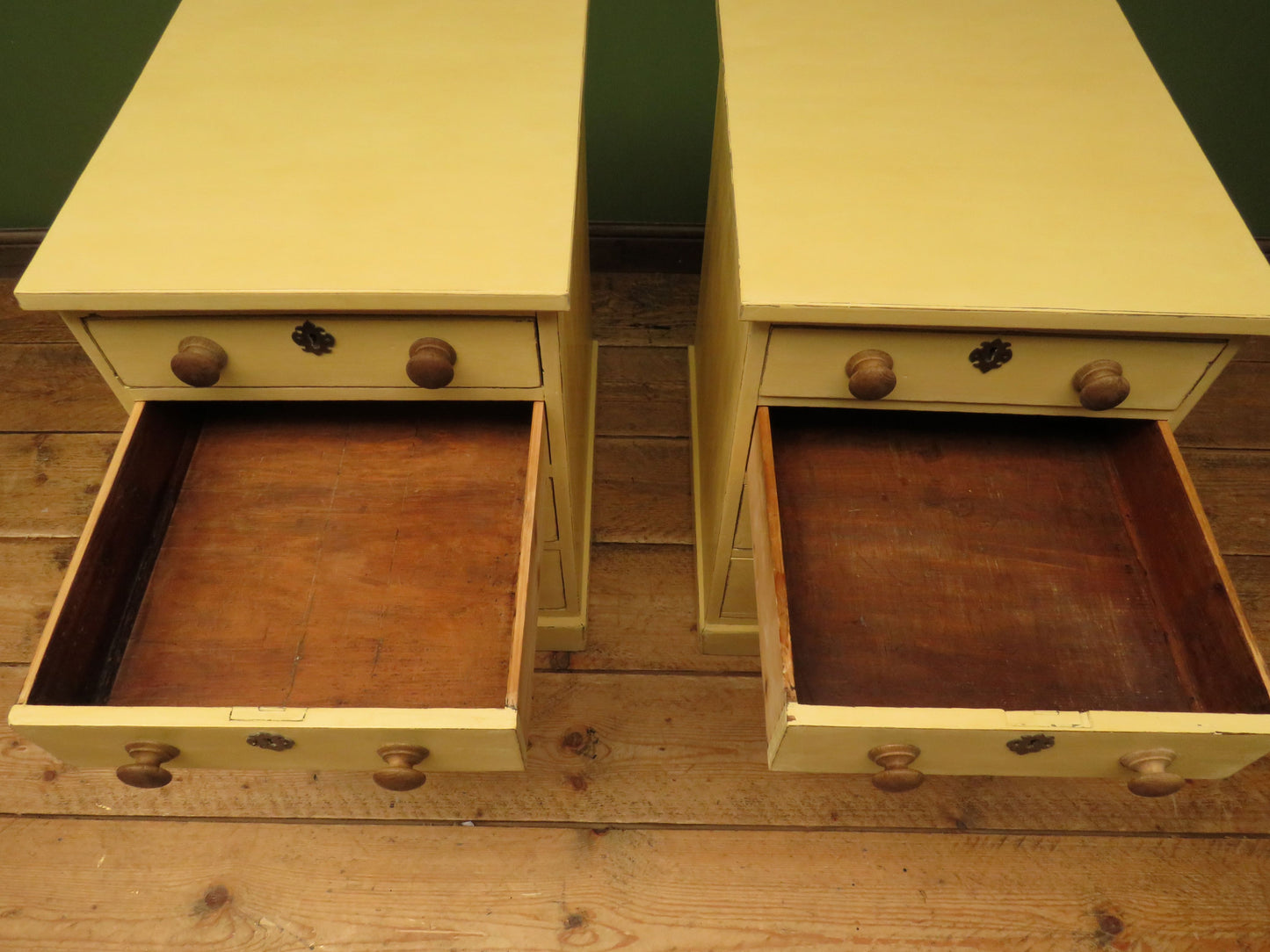 Pair of Antique Yellow Chest of Drawers, Bedside or Office Chests