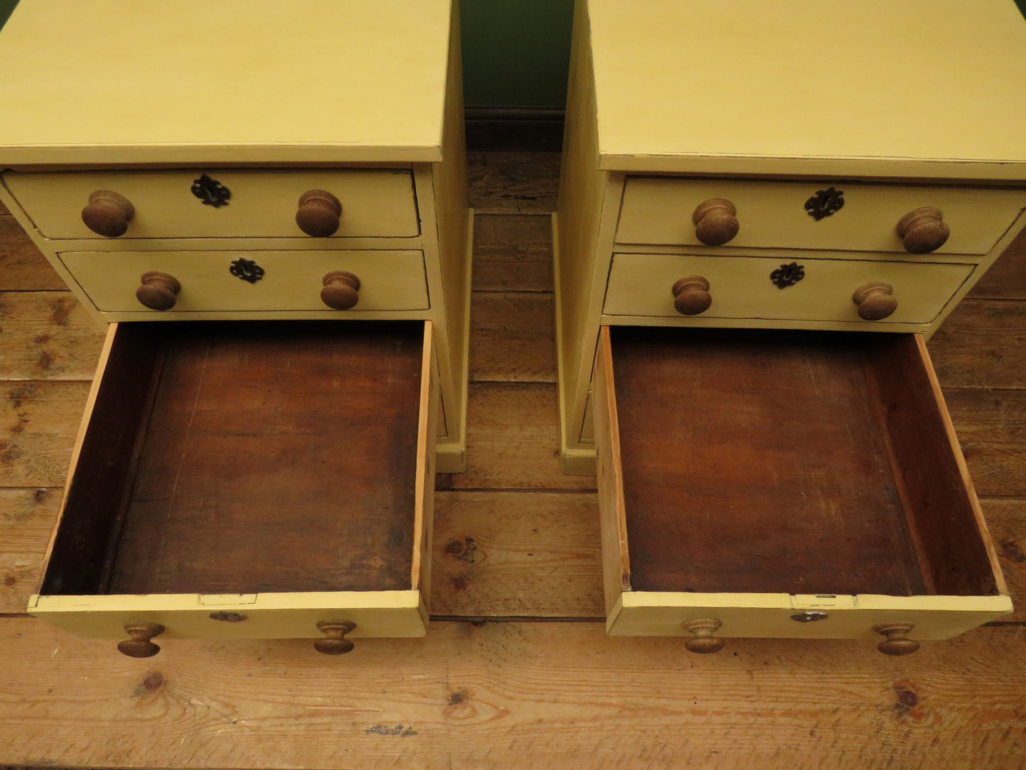 Pair of Antique Yellow Chest of Drawers, Bedside or Office Chests