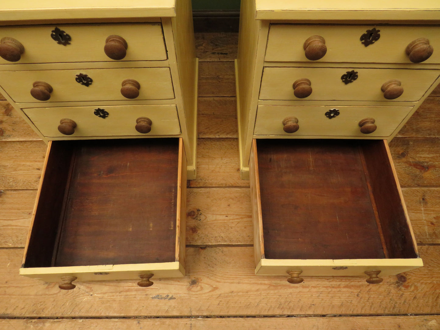 Pair of Antique Yellow Chest of Drawers, Bedside or Office Chests