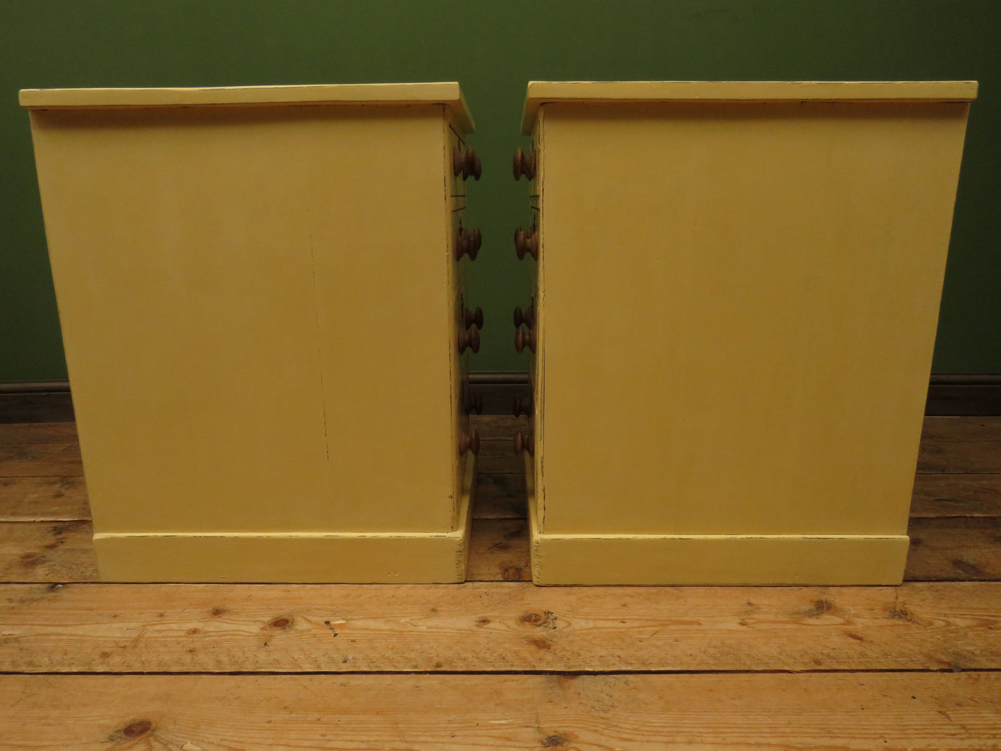 Pair of Antique Yellow Chest of Drawers, Bedside or Office Chests