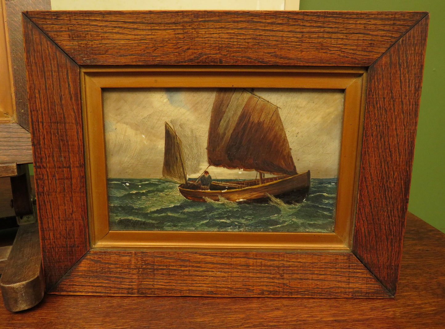 Naive Oil Paintings of Fishing Boats, signed J Nicol 1918