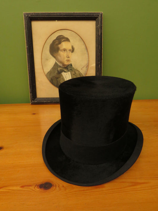 Antique Christys' of London Black Silk Top Hat