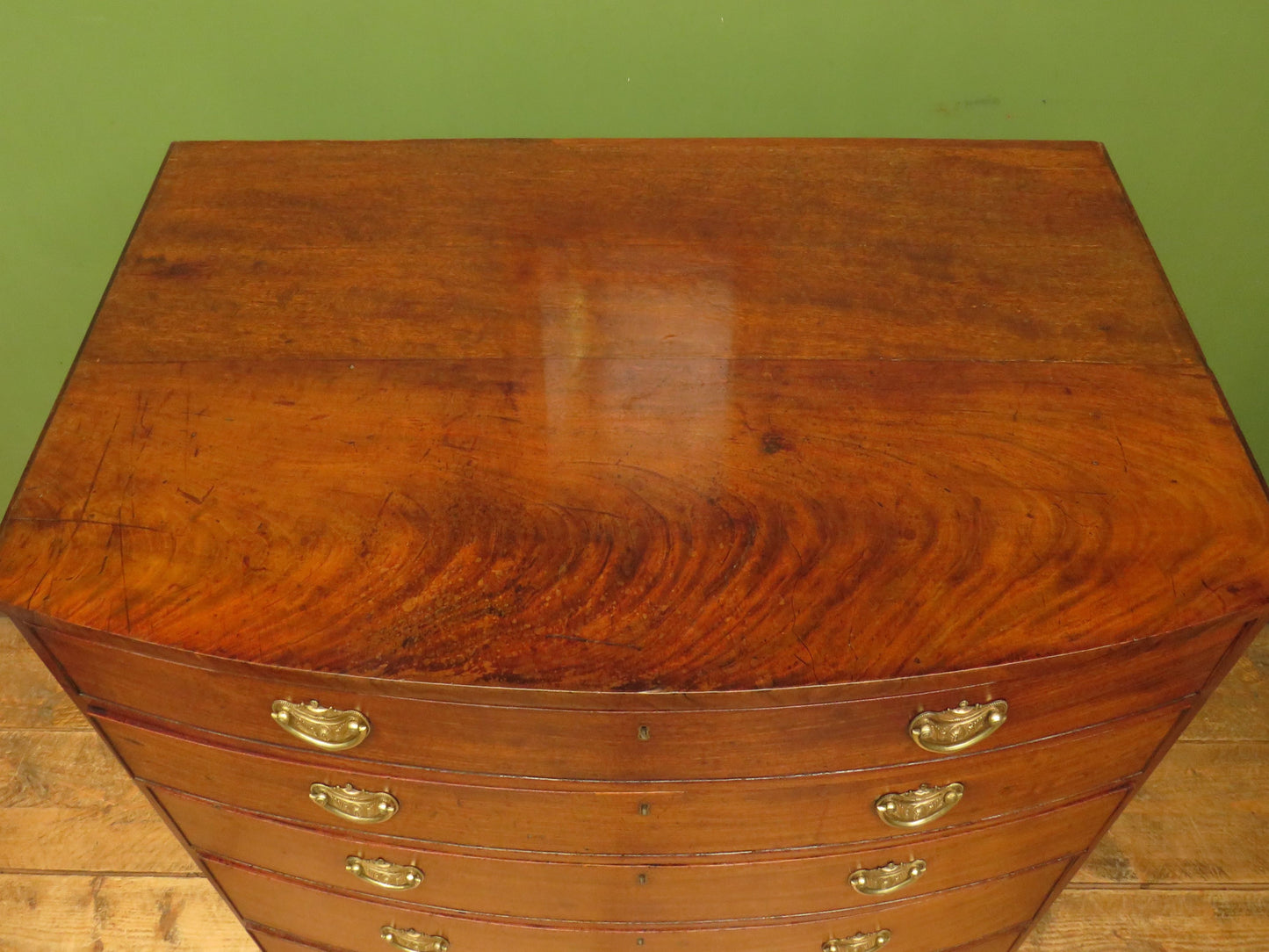 Antique Regency Period Bow Front Mahogany Chest of Drawers