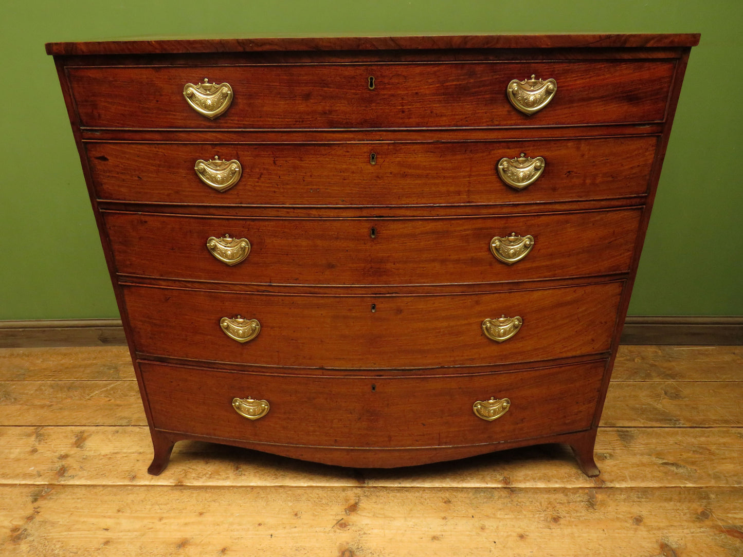 Antique Regency Period Bow Front Mahogany Chest of Drawers