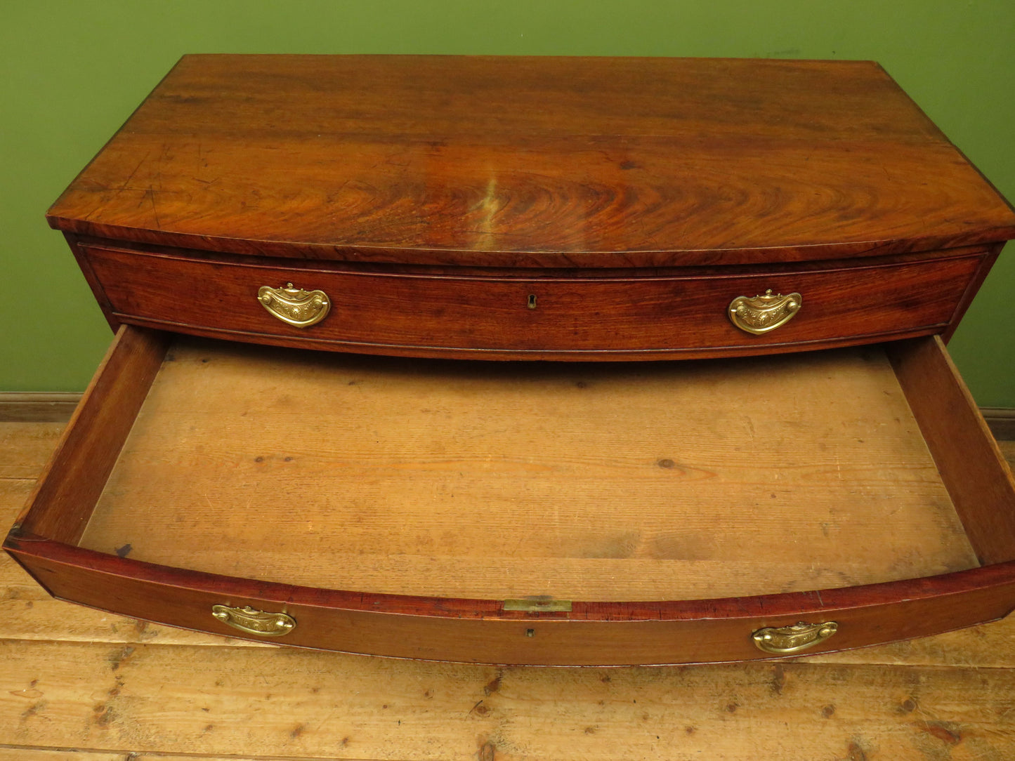 Antique Regency Period Bow Front Mahogany Chest of Drawers