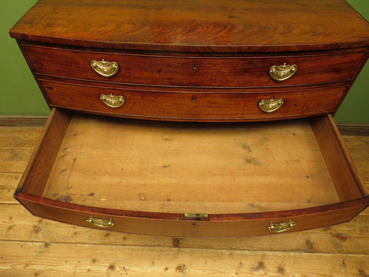 Antique Regency Period Bow Front Mahogany Chest of Drawers