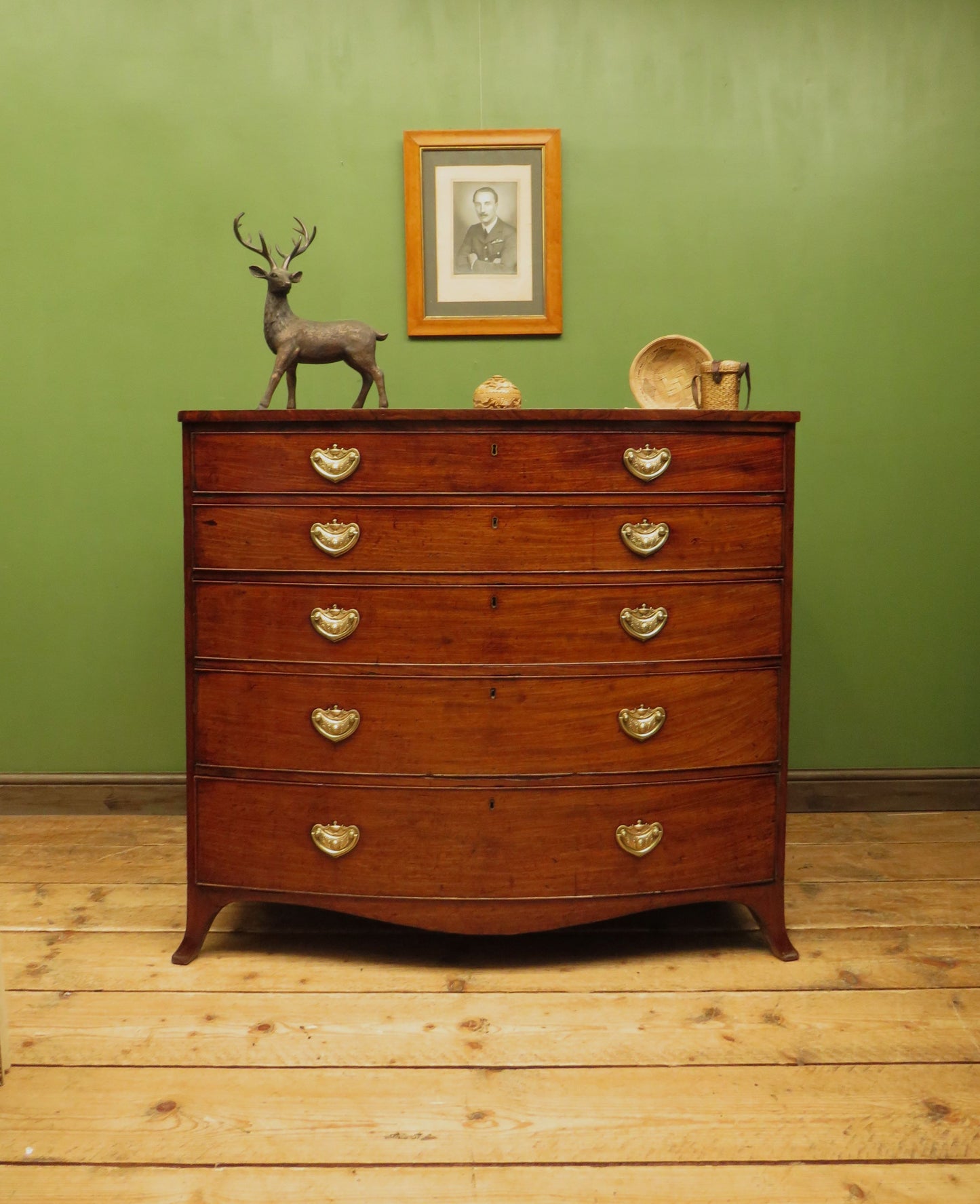 Antique Regency Period Bow Front Mahogany Chest of Drawers