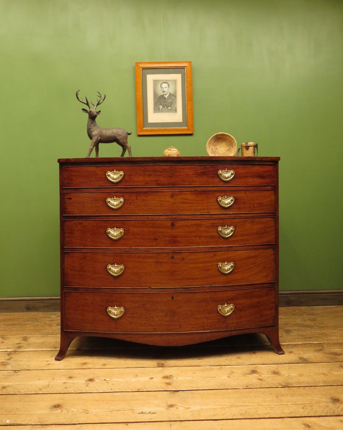 Antique Regency Period Bow Front Mahogany Chest of Drawers