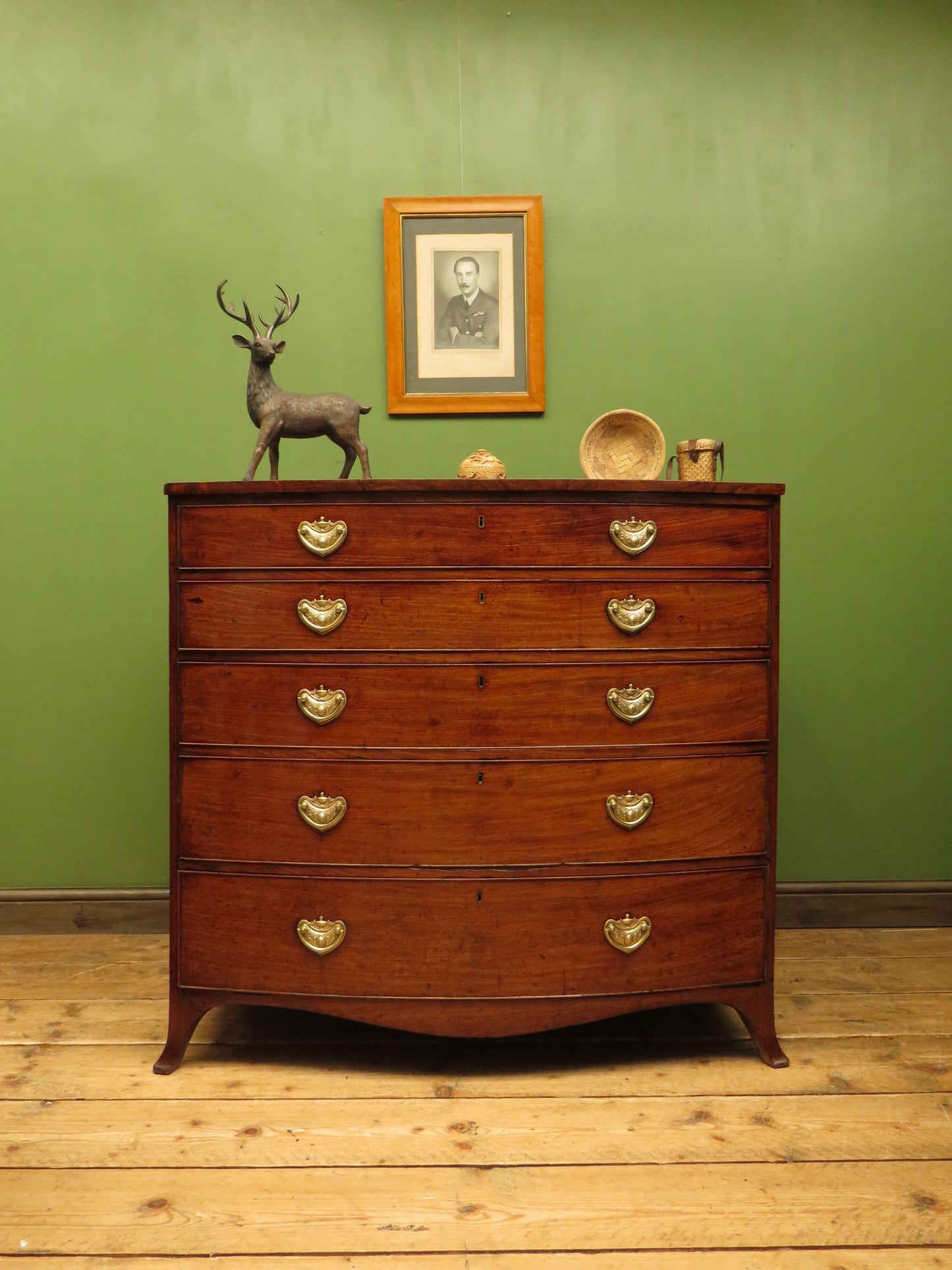 Antique Regency Period Bow Front Mahogany Chest of Drawers