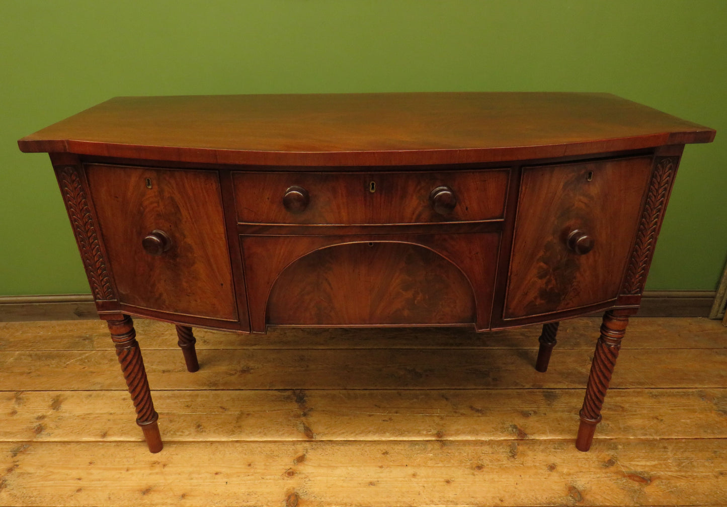 Elegant Antique Regency Bow Front Sideboard