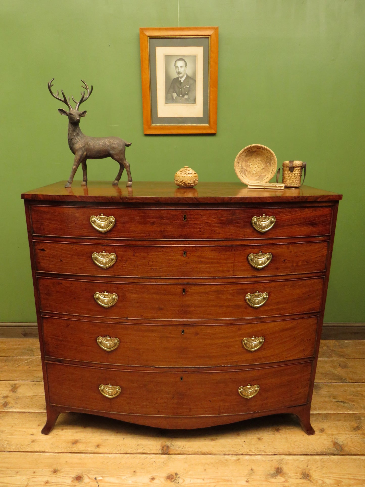 Antique Regency Period Bow Front Mahogany Chest of Drawers