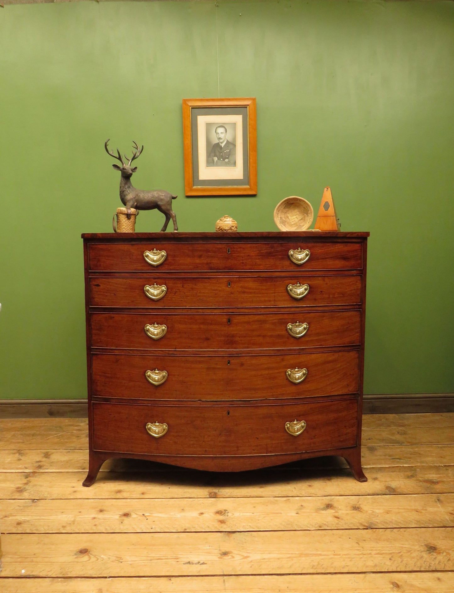 Antique Regency Period Bow Front Mahogany Chest of Drawers