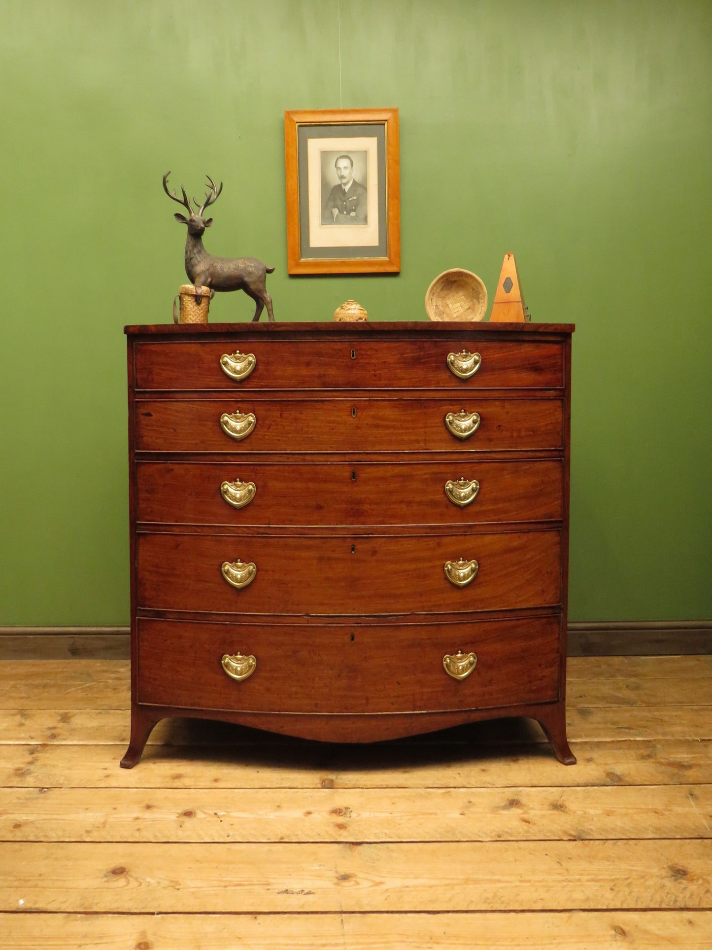 Antique Regency Period Bow Front Mahogany Chest of Drawers