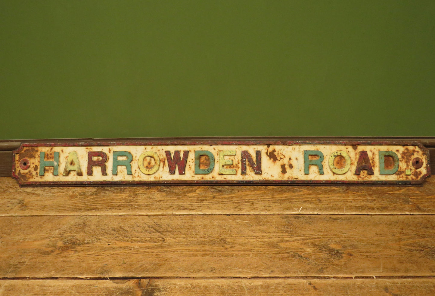 Large Cast Iron Harrowden Rd roadsign