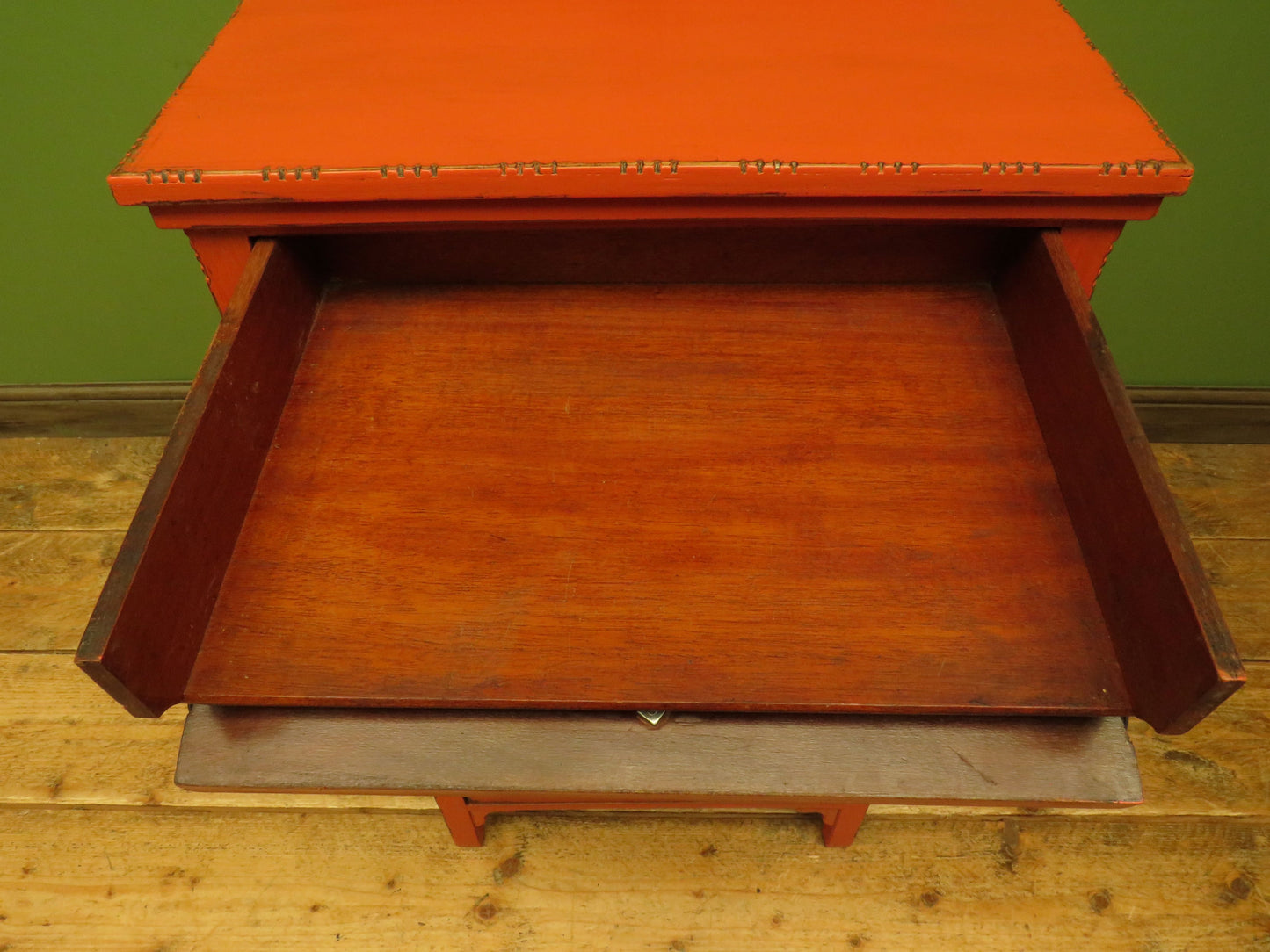 Bohemian Painted Orange Office Stationery Chest or Sheet Music Cabinet