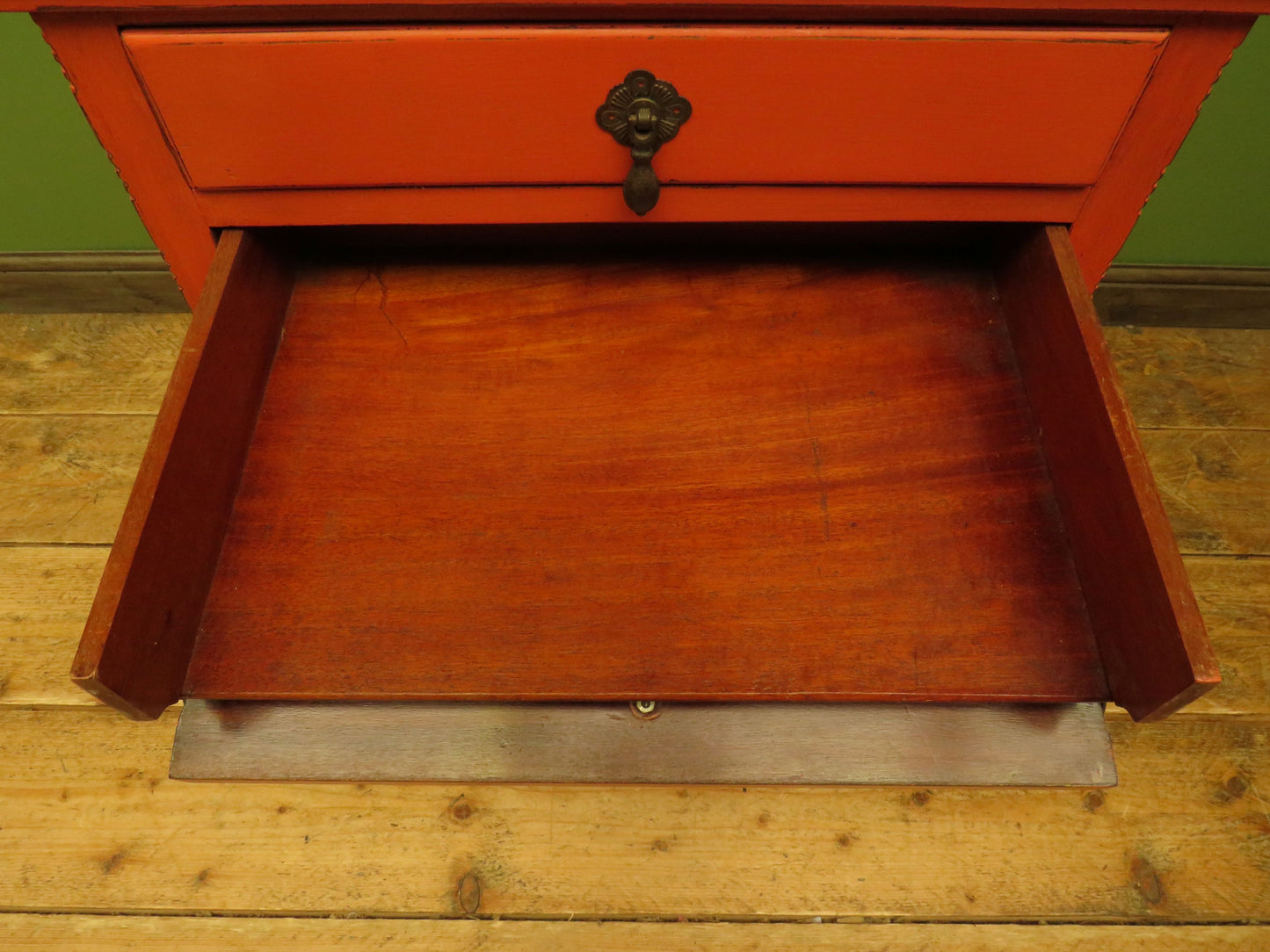 Bohemian Painted Orange Office Stationery Chest or Sheet Music Cabinet