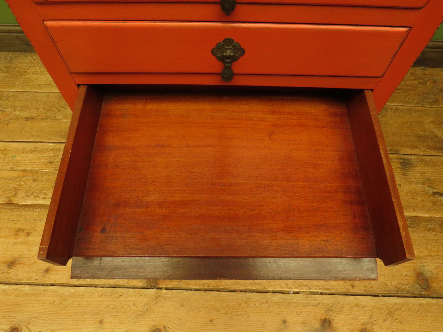 Bohemian Painted Orange Office Stationery Chest or Sheet Music Cabinet