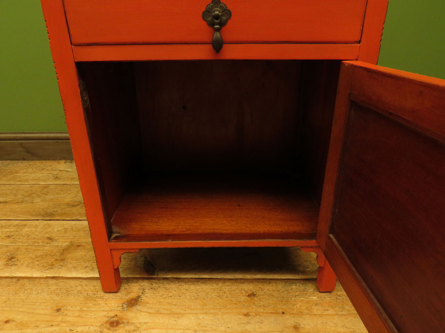 Bohemian Painted Orange Office Stationery Chest or Sheet Music Cabinet