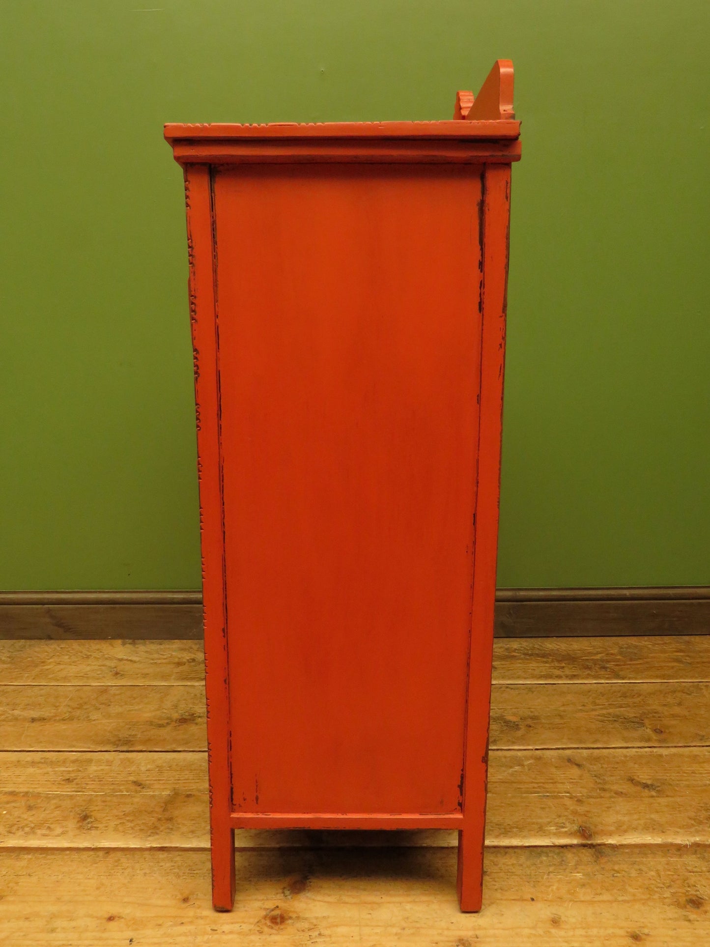 Bohemian Painted Orange Office Stationery Chest or Sheet Music Cabinet