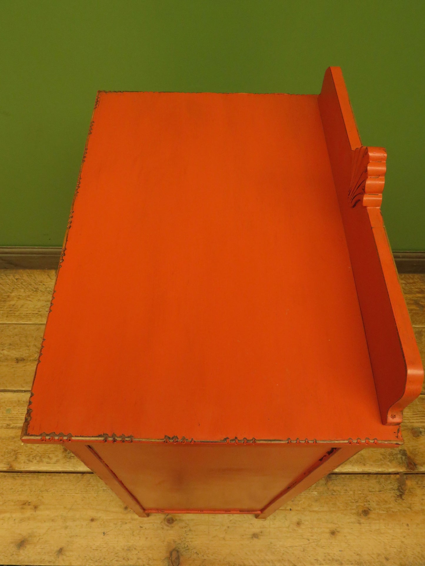 Bohemian Painted Orange Office Stationery Chest or Sheet Music Cabinet