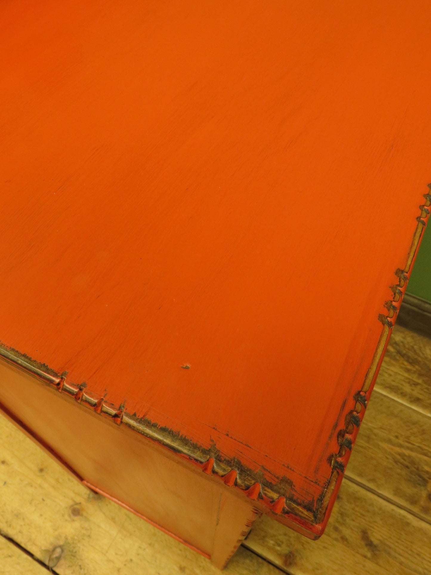 Bohemian Painted Orange Office Stationery Chest or Sheet Music Cabinet