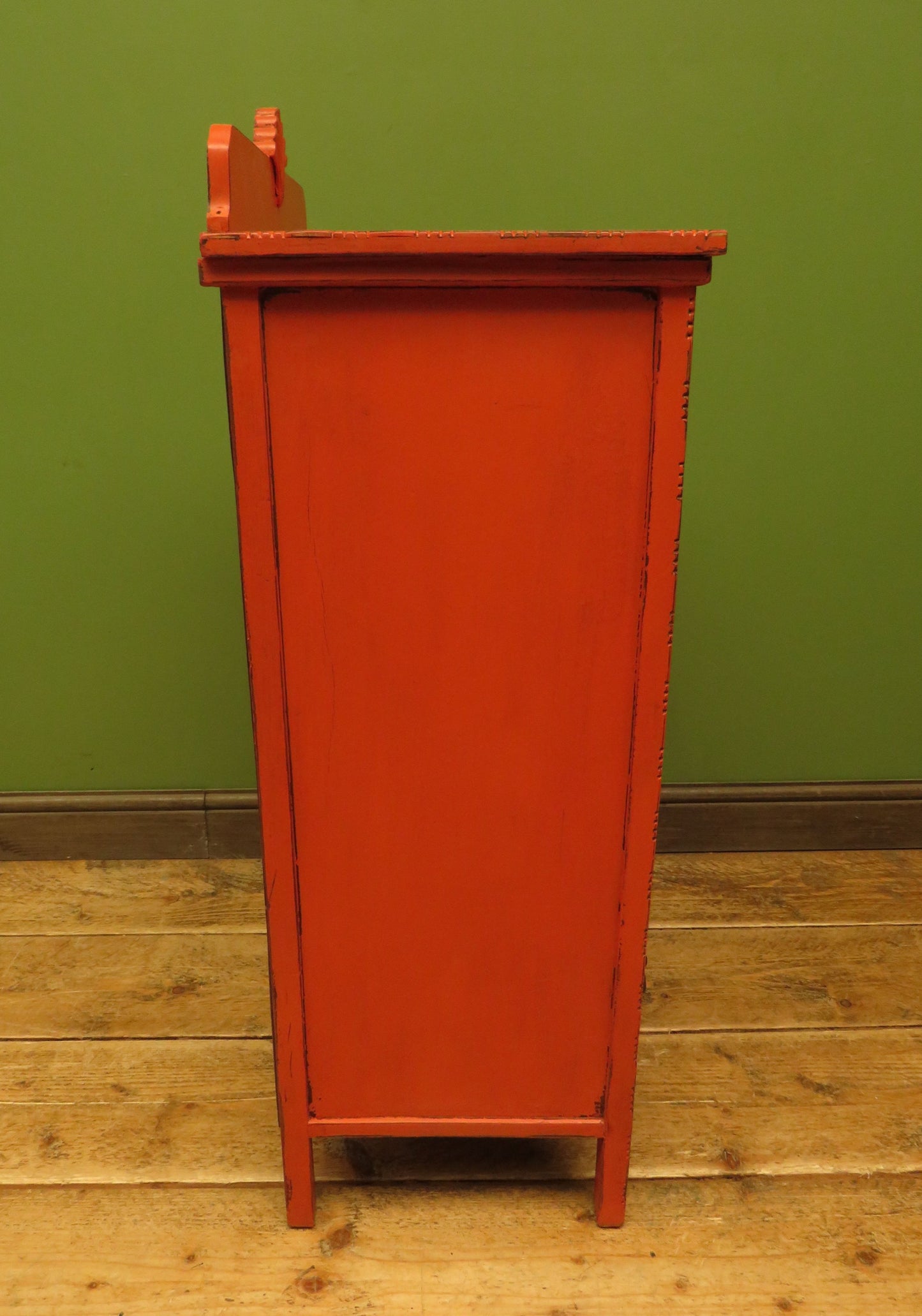 Bohemian Painted Orange Office Stationery Chest or Sheet Music Cabinet