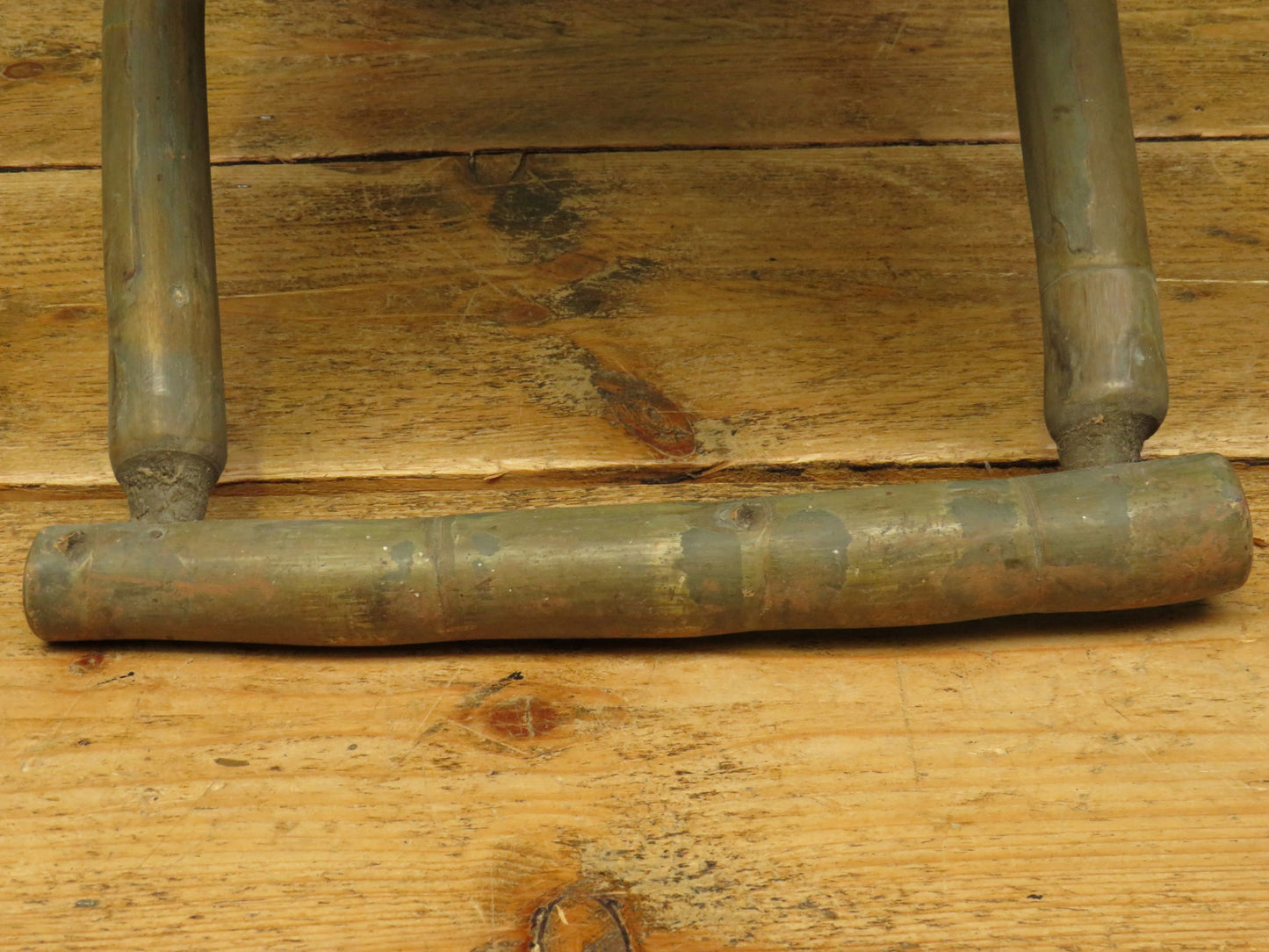 Vintage Folding Campaign Style Bamboo Stool