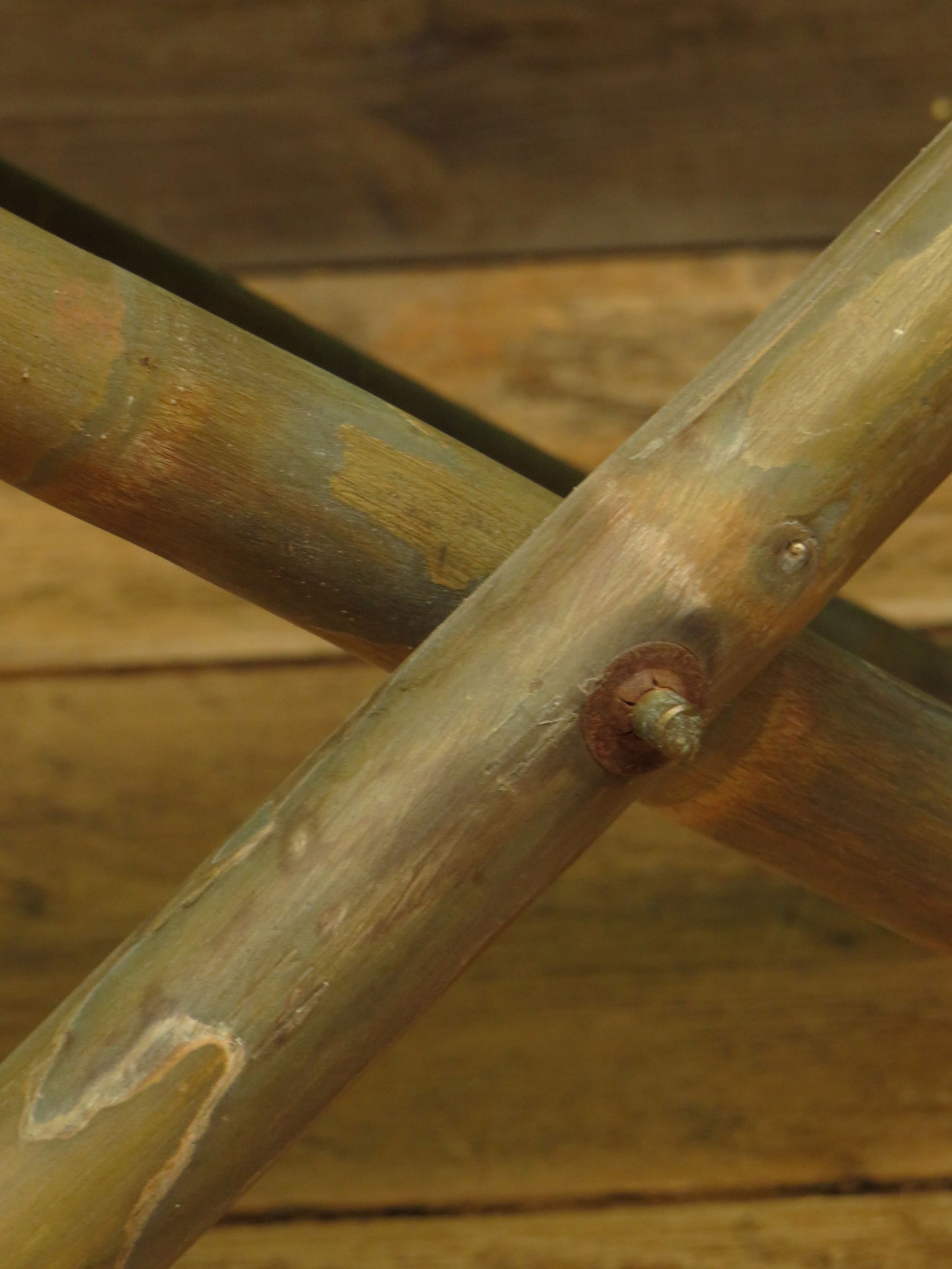 Vintage Folding Campaign Style Bamboo Stool