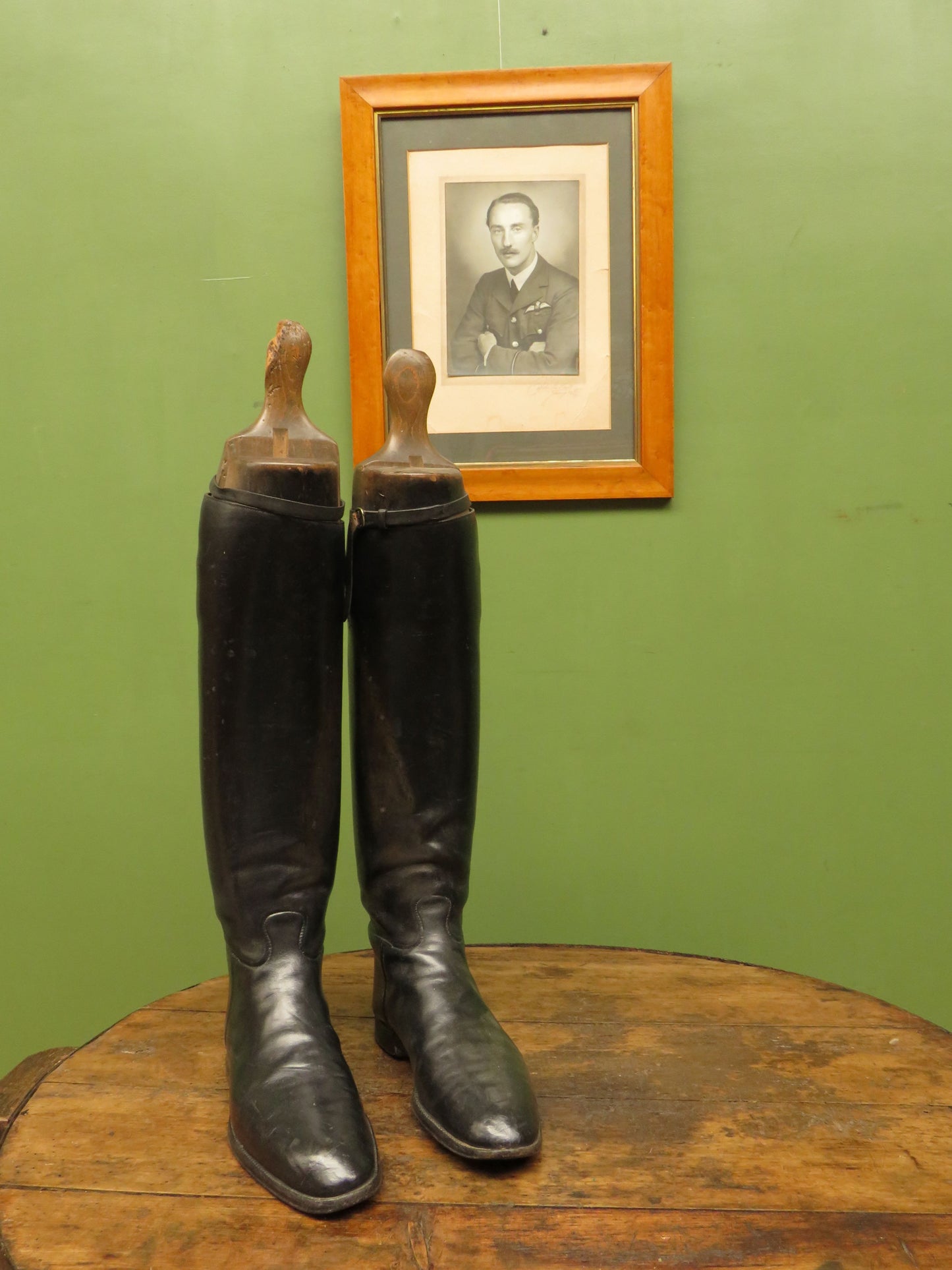 Antique Huntley of Aldershot Riding Boots with Wooden Boot Trees