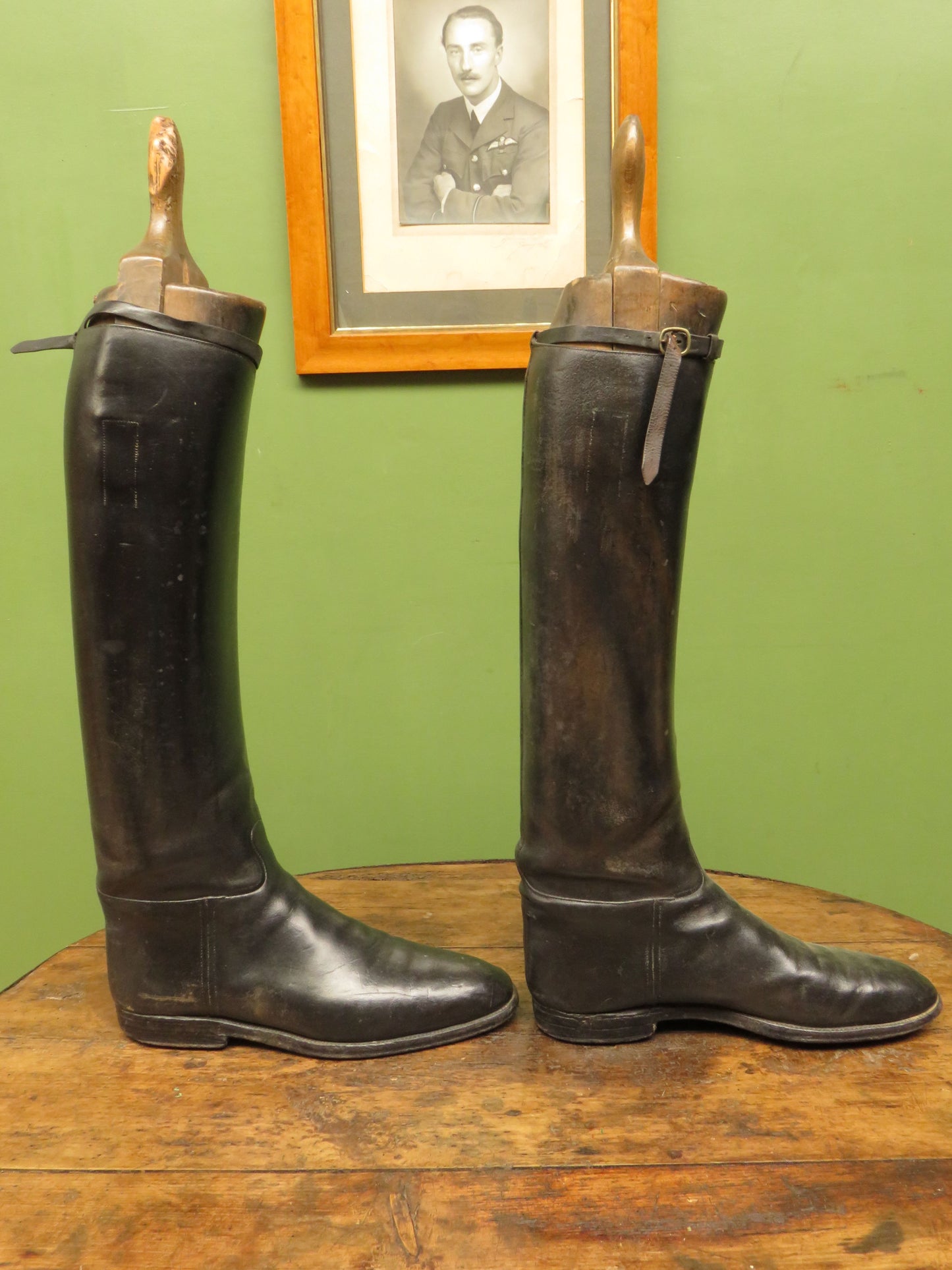 Antique Huntley of Aldershot Riding Boots with Wooden Boot Trees